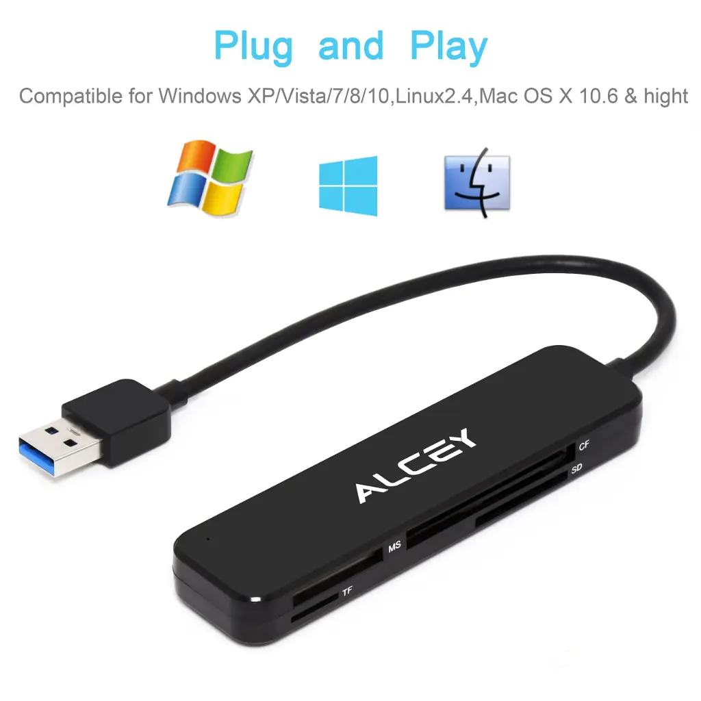 LECTOR DE MEMORIA USB 3.0 4 LOT+CF ALCEY