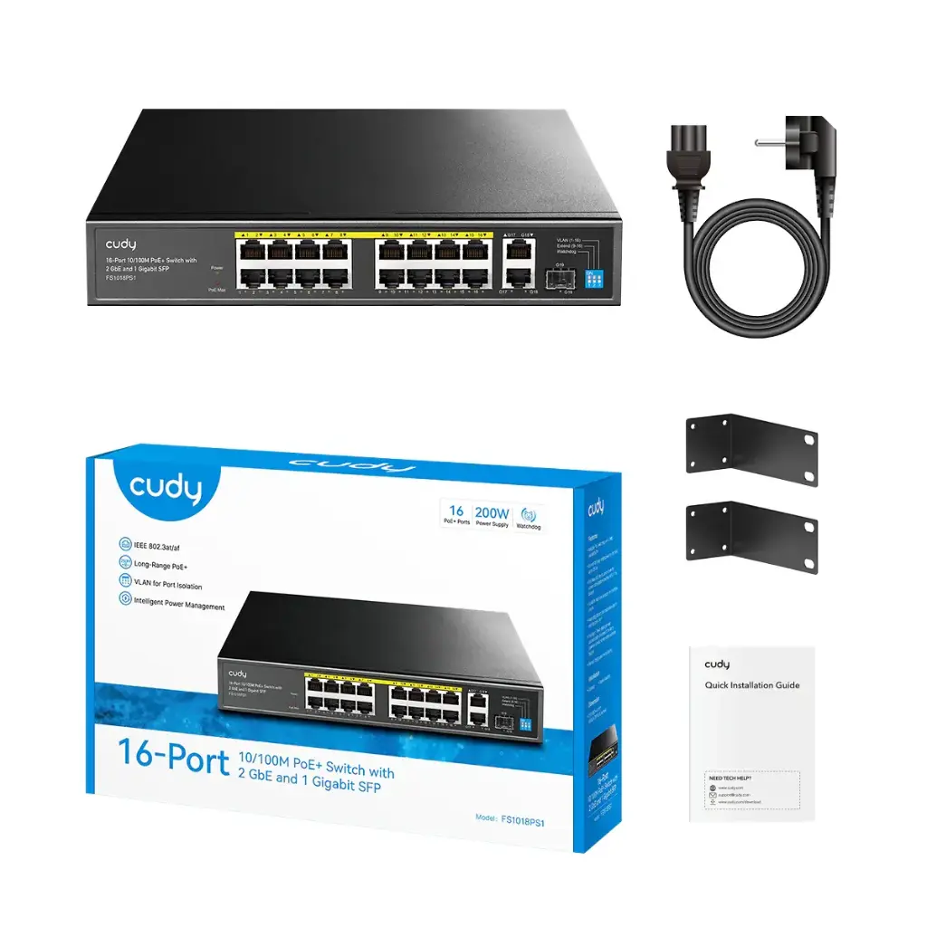 CUDY POE+ SWITCH EITH 2 GBE + 1 GIGABIT SEP SLOT