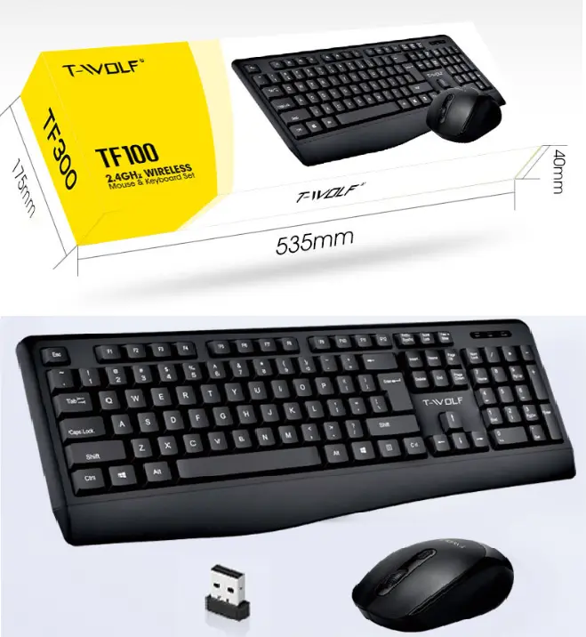 KIT DE TECLADO T-WOLF TF100 2.4 WIRELESS - ESPAÑOL